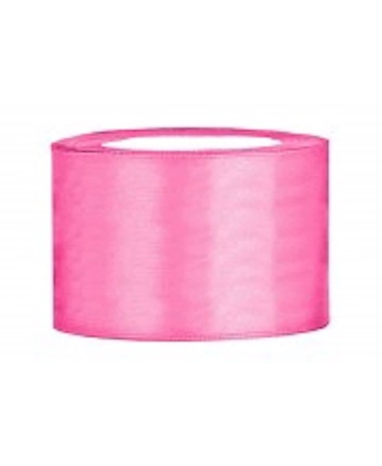 Roze Lint, Satijn Lint 50 mm ( 5 cm.) Kwaliteit EZ. 25 Meter per Rol