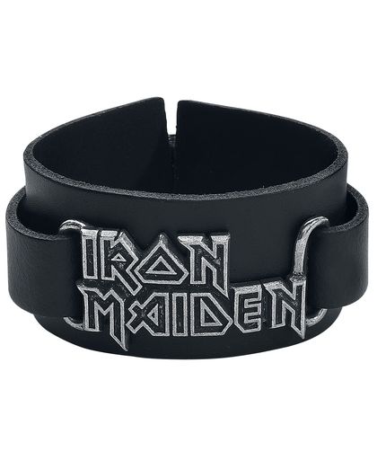 Iron Maiden Logo Lederen armband zwart
