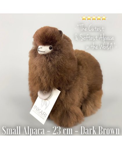 Alpaca Knuffel - Zacht & Fluffy - 20 CM - Handgemaakt - Donker Bruin