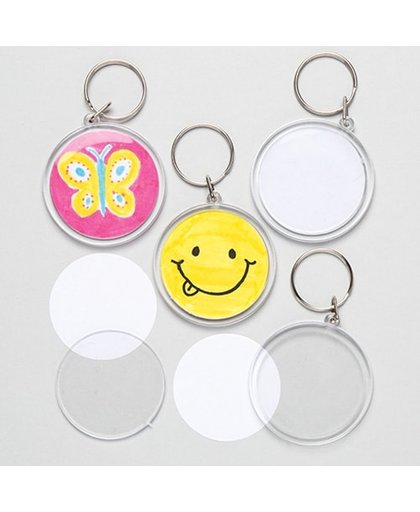 Sets met ronde sleutelhangers voor kinderen om te versieren - Knutselset voor kinderen (6 stuks per verpakking)