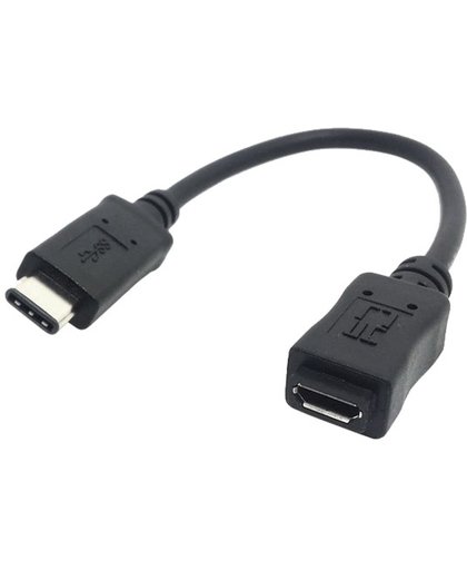 USB 3.1 Type C mannetje connector naar Micro USB 2.0 vrouwtje kabel voor Nokia N1, Lengte: ongeveer 20cm (zwart)