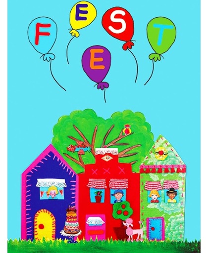 Uitnodiging kinderfeestje Feest A-5 (10 stuks) Puk Art.
