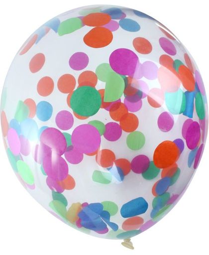 Ballon transparant confetti bont per 6 stuks (30cm/12 inch)