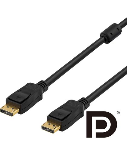 Deltaco DP-1020 DisplayPort naar DisplayPort kabel 4K UHD 3840x2160 @ 60Hz 2 meter Zwart DisplayPort 1.2 gecertificeerd