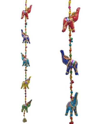 Yogi & yogini Decoratieve slinger stoffen Olifantjes (80 cm)