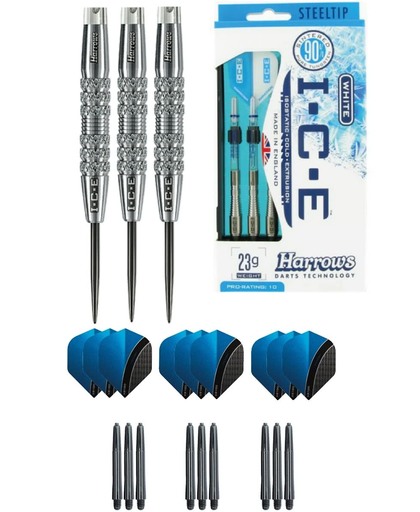Harrows - ICE 24 gram Knurled grip - dartpijlen - plus 3 sets - dartshafts - en 3 sets - dartflights