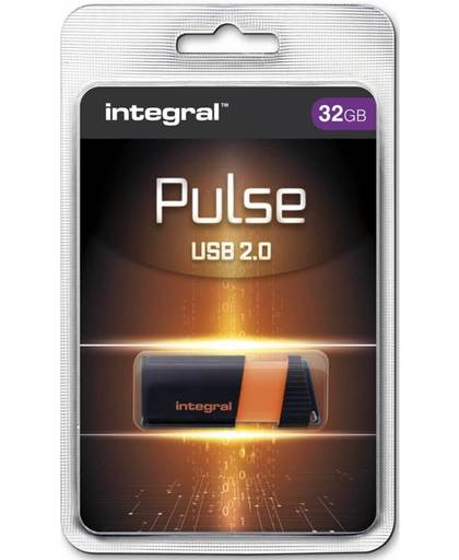 Integral Pulse 32GB USB 2.0 Capacity Zwart, Oranje USB flash drive