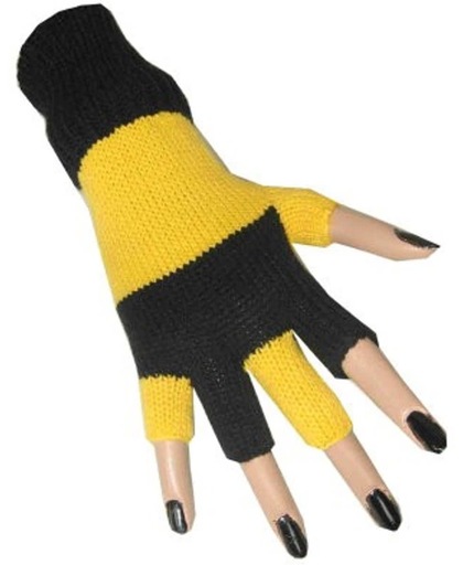 Vingerloze handschoen zwart/geel