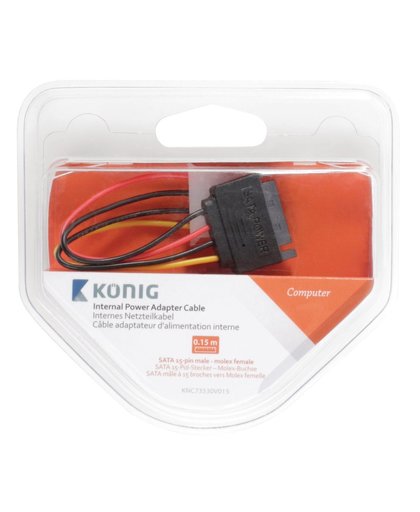 König SATA 15-pin/Molex 4-pin 0.15m