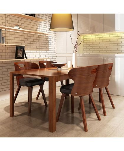 vidaXL Set of 4 Dining Chairs with Cut-out Bentwood Backrest