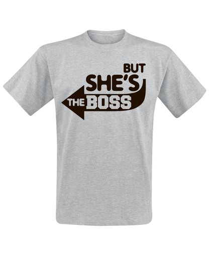 Family And Friends ... But She&apos;s The Boss T-shirt grijs gemêleerd