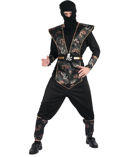Goudkleurige draken ninja kostuum voor mannen - Verkleedkleding - Maat L