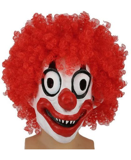 Clowns masker met rode krullen