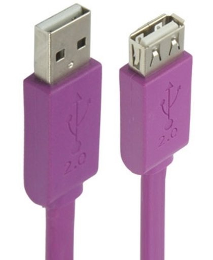 Platte noodles stijl USB 2.0 A mannetje naar A vrouwtje data overdracht kabel, Lengte: 1.5 meter (paars)