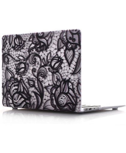 Shop4 - MacBook 13 inch Pro Retina Hoes - Hardshell Cover Henna Bloemen Transparant