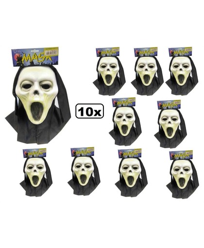 10x Halloween Vynil masker scream + doek kids