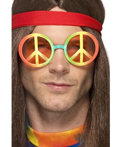 Hippie Bril Zonnebril met Peacetekens Regenboogkleuren