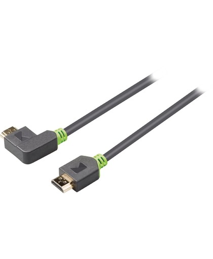 High Speed HDMI kabel met Ethernet HDMI connector - HDMI connector rechts gehoekt 3,00 m grijs