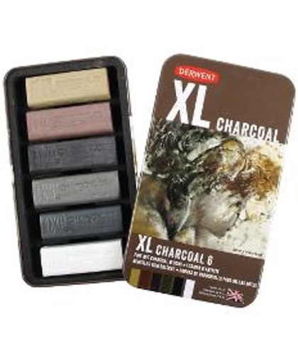 Derwent Charcoal XL in blik 6 stuks