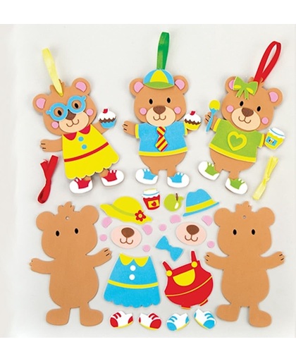 Decoratiesets met teddyberen die kinderen kunnen maken, versieren en tonen – creatieve knutselset voor kinderen (6 stuks per verpakking)