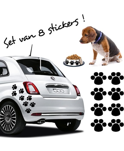 Stickythings Hondenpootjes 8 stickers Zwart 6cm