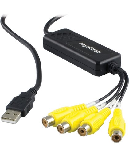 DELTACO TV-71 Video converter kabel, , 4x video aansluitingen, zwart