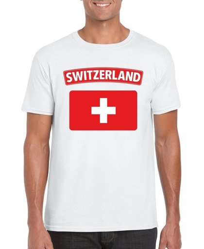 Zwitserland t-shirt met Zwitserse vlag wit heren 2XL
