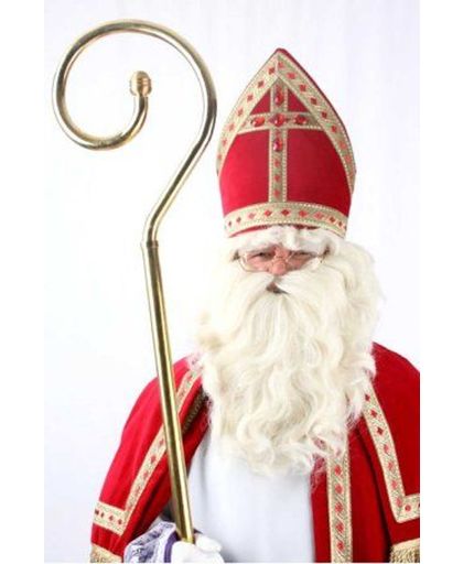 Sinterklaas baard en pruik stel met kinstuk syntetisch