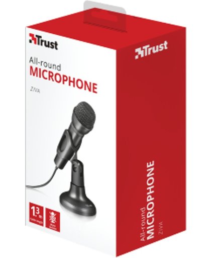 Trust All rond Microphone | Draagbare microfoon met bureaustandaard