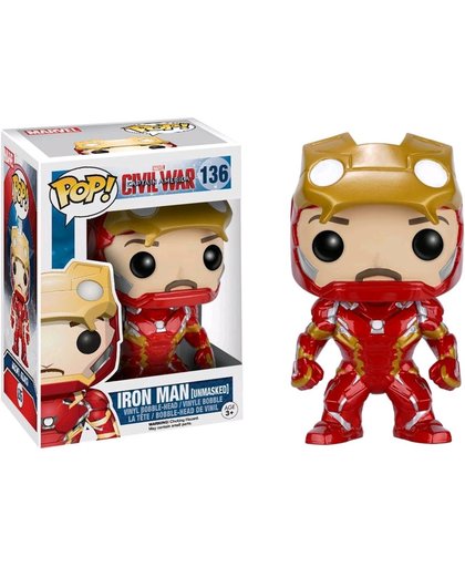 Funko Pop! Vinyl figuur nr.136 Iron Man Unmasked Civil War