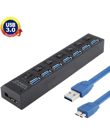 7 Poorts USB 3.0 HUB, Super snel 5Gbps, Plug en Play, ondersteunt 1TB(zwart)