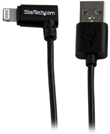 StarTech.com 1 m hoekige zwarte Apple 8-polige Lightning-connector naar USB-kabel voor iPhone / iPod / iPad