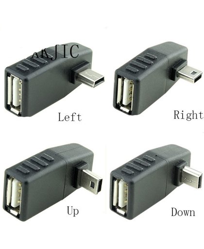 Mini USB Male naar USB Female Haakse (Omhoog) Adapter - 1 Stuk