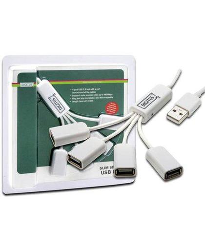 Digitus Slim Spider USB-Hub [2.0, 4-Port, weiß, Kabel]