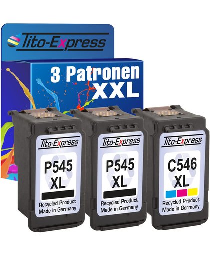 Tito-Express PlatinumSerie Spaarset 3 Patronen XXL voor Canon PG-545XL & CL-546XL PlatinumSerie MG 2550 / MG 2500 Serie / MG 2450 / MG 2400 Serie / MG 2950 / MG 2455 / MG 2555 / IP 2800 / MG 2900