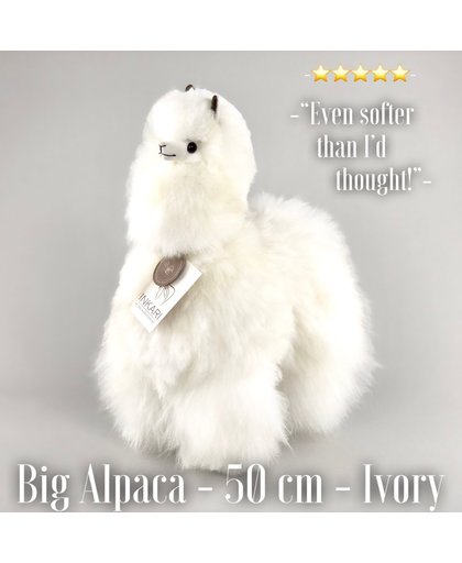 Grote Alpaca Knuffel - Handgemaakt - Ivoor - 50 CM - Handgemaakt - Allergie-vrij - Ivoor