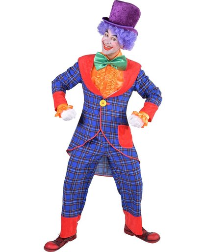 Luxe Clowns kostuum voor heren - maat M - Blauw geruit jasje en broek