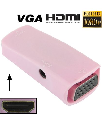Full HD 1080P HDMI vrouwtje naar VGA en Audio Adapter voor HDTV / Monitor / Projector (roze)