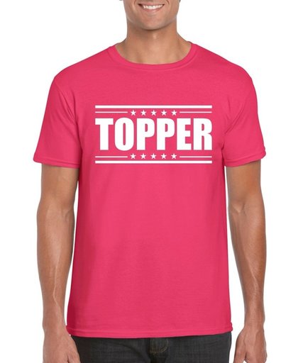 Topper t-shirt fuchsia roze heren XL