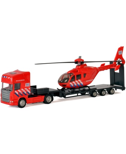 Polesie Die-cast Vrachtwagen met Helikopter - Brandweer