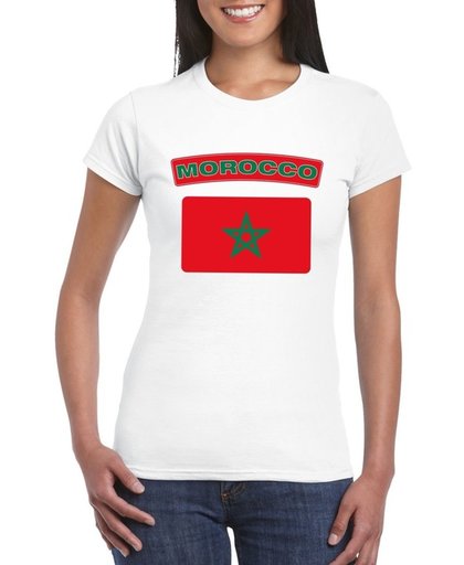Marokko t-shirt met Marokkaanse vlag wit dames M