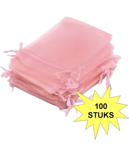 Fako Bijoux® - Organza Zakjes - 7x9cm - Roze - 100 Stuks