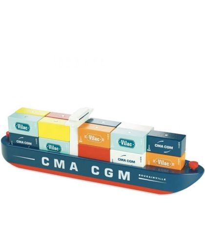 Vilac groot houten containerschip CMA CGM - handgemaakt.