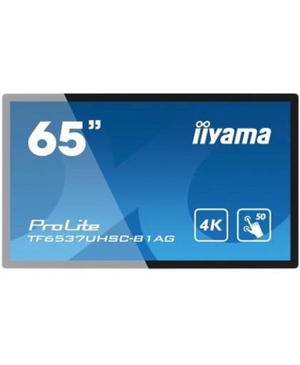 iiyama ProLite TF6537UHSC 65" 3840 x 2160Pixels Multi-touch Zwart touch screen-monitor