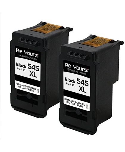 ReYours Remanufactured Inktcartridge compatible Canon PG-545XL (Zwart) - PG 545 XL - 2pack met chip inktniveau weergeven