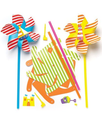 Windmolensets met als thema strand voor kinderen om te maken - Zomerknutselsets voor kinderen (4 stuks per verpakking)