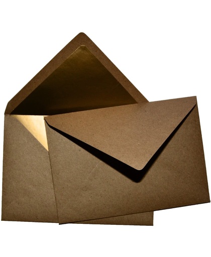 C6 envelop recycled kraft bruin met gouden binnenvoering (50 stuks)