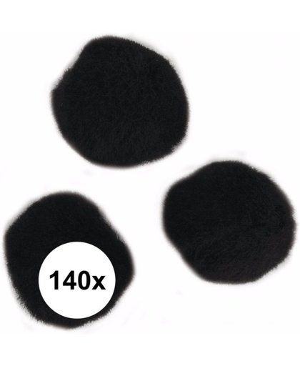 140x zwarte knutsel pompons 7 mm  - hobby balletjes
