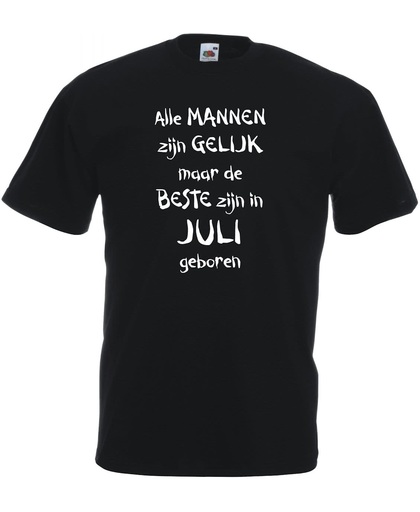 Mijncadeautje - T-shirt - zwart - maat M - Alle mannen zijn gelijk - juli