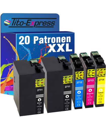 Tito-Express PlatinumSerie PlatinumSerie® 20 inktpatroon voor TE2711 TE2712 TE2713 TE2714 TE-27 XL compatibel met Epson Black Cyan Magenta Yellow